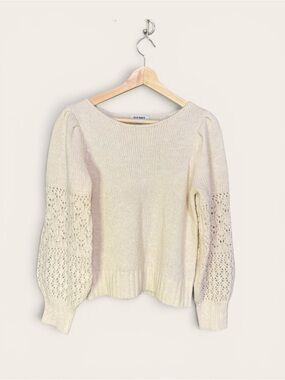 Old Navy Boat-Neck Pointelle Balloon Sleeve Sweater